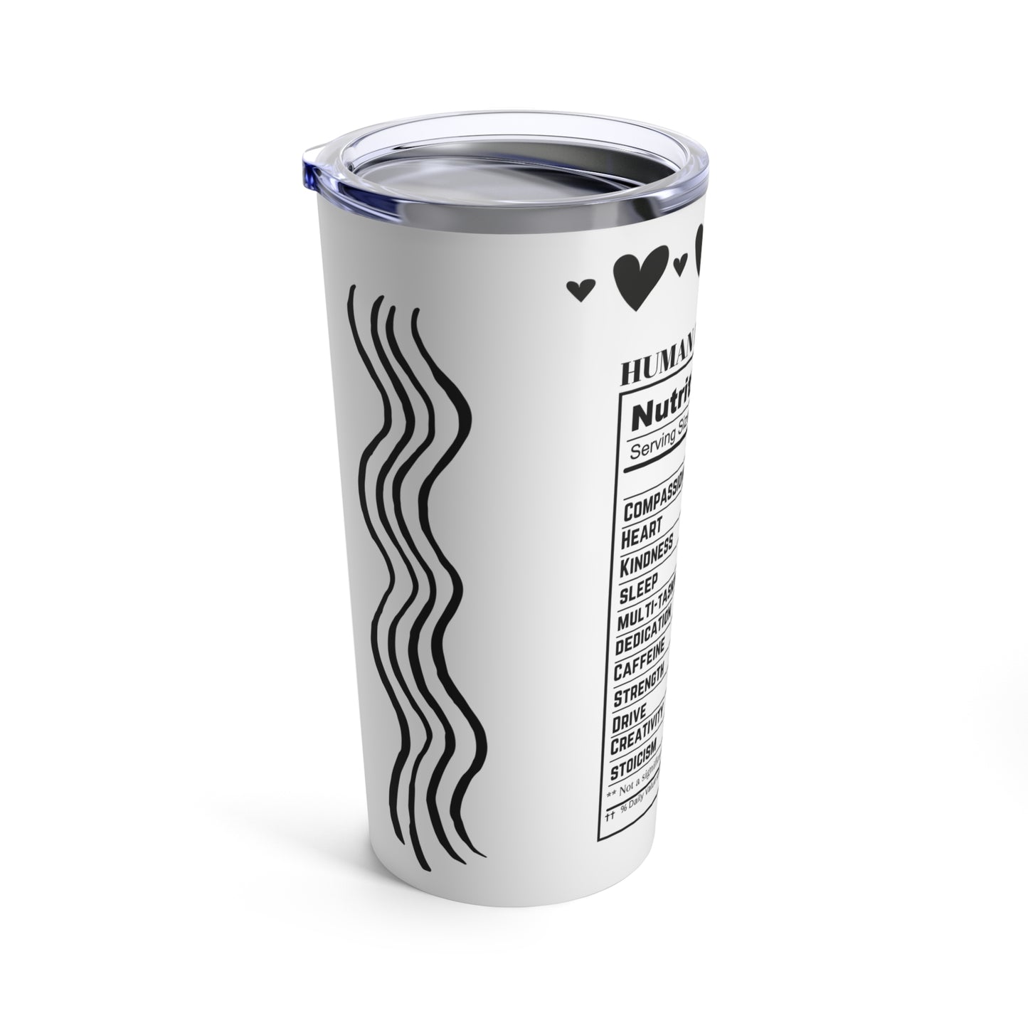 White Tumbler 20oz - Nutrition Facts for Human Resources Professional - Cute Design